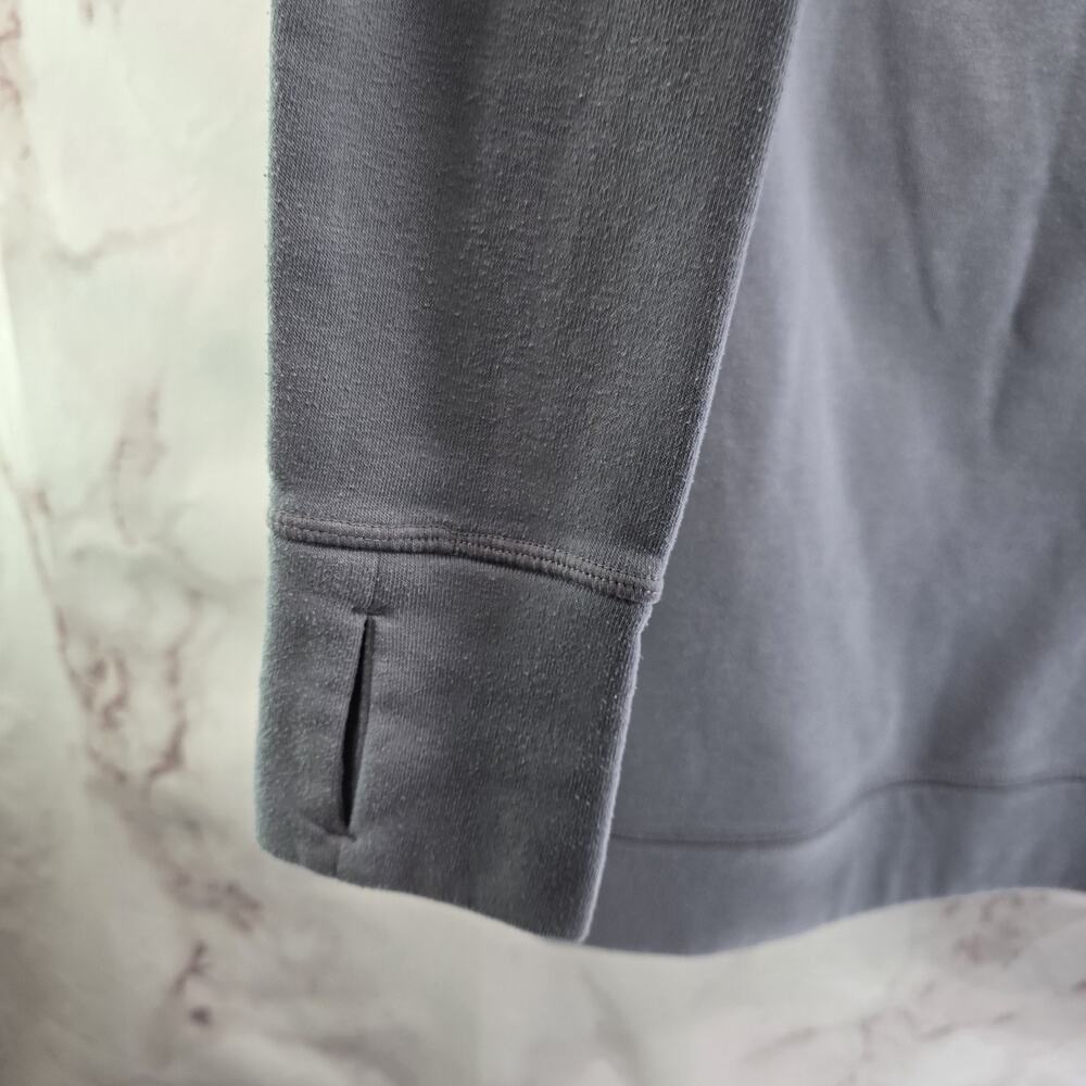 Athleta Sweatshirt Womens XS Gray Mock Cowl Fleece Pullover Wool Thumb Holes - Picture 9 of 11